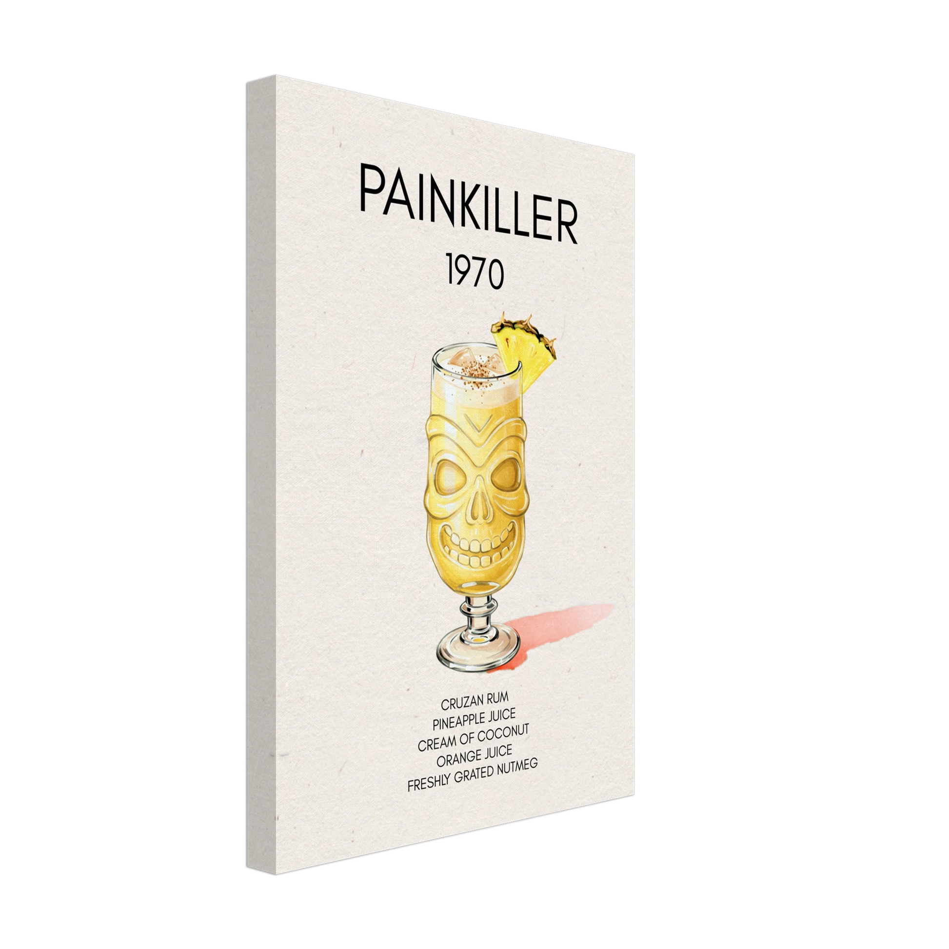 Painkiller Cocktail Bar Art Tiki Print No Frame 30x45 cm 12x18″ Gallery Wrapped Canvas