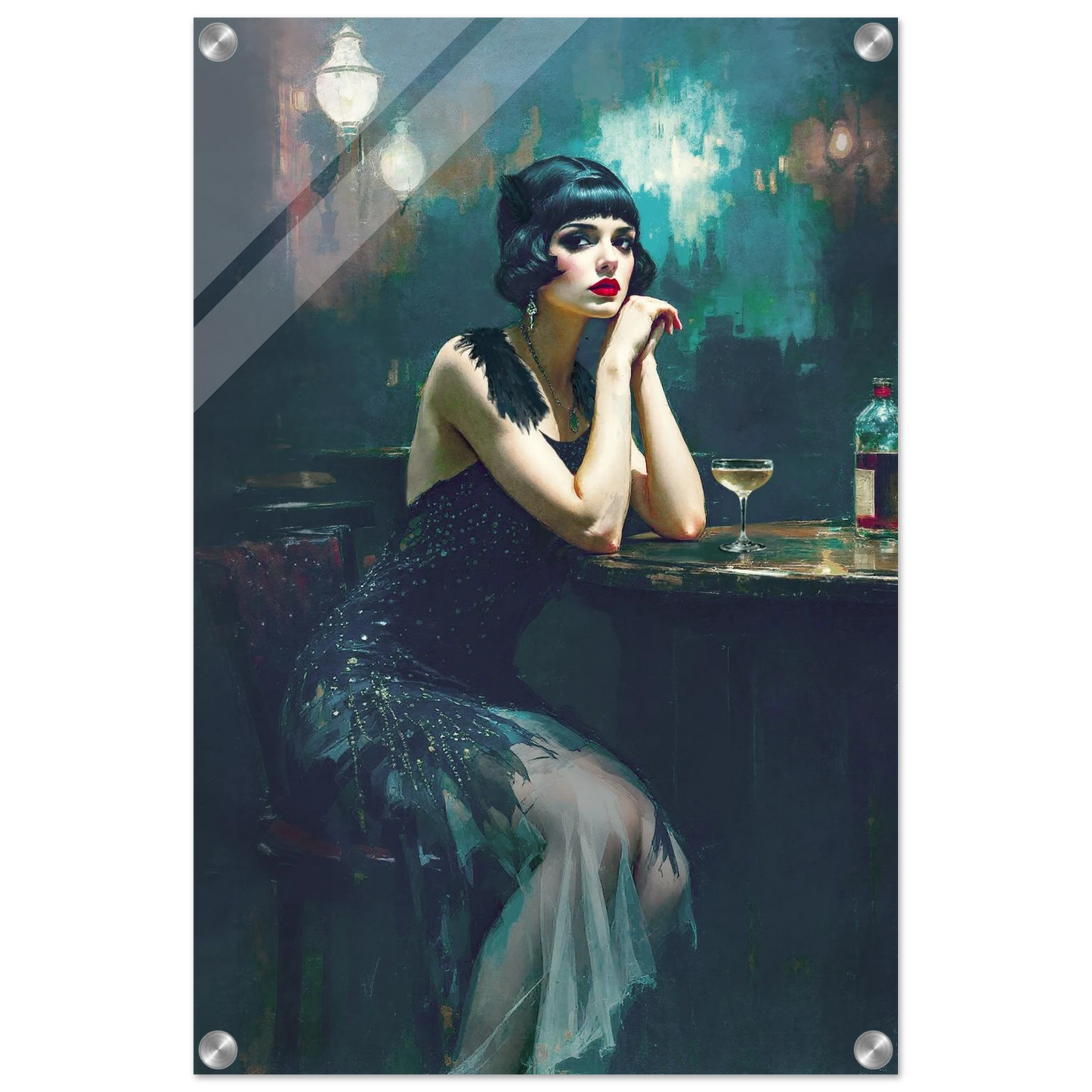 Jazz Age Speakeasy Flapper Art Print No Frame 40x60 cm 16x24″ Sleek Acrylic Print