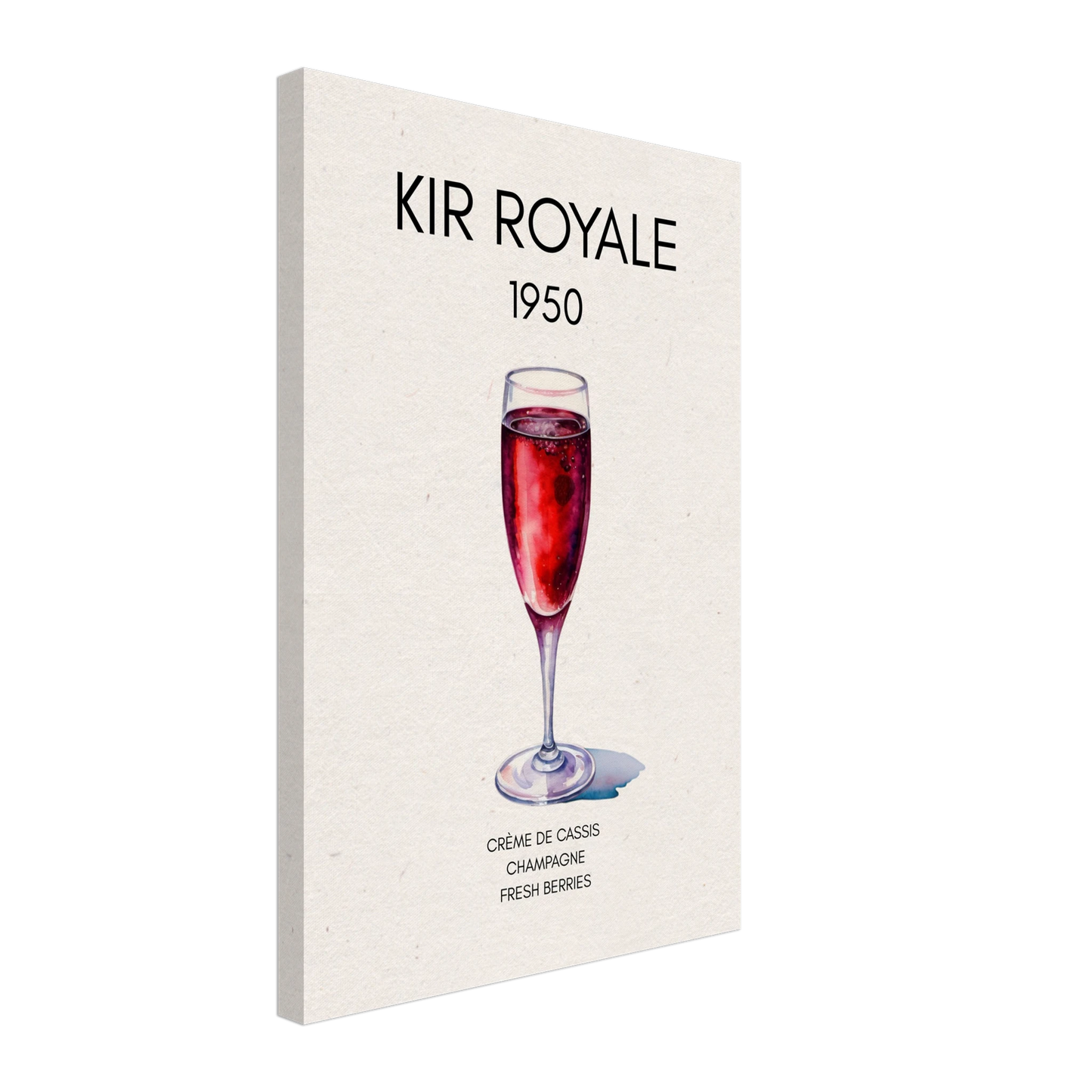 Kir Royale Champagne Cocktail Bar Poster Print No Frame 40x60 cm 16x24″ Gallery Wrapped Canvas