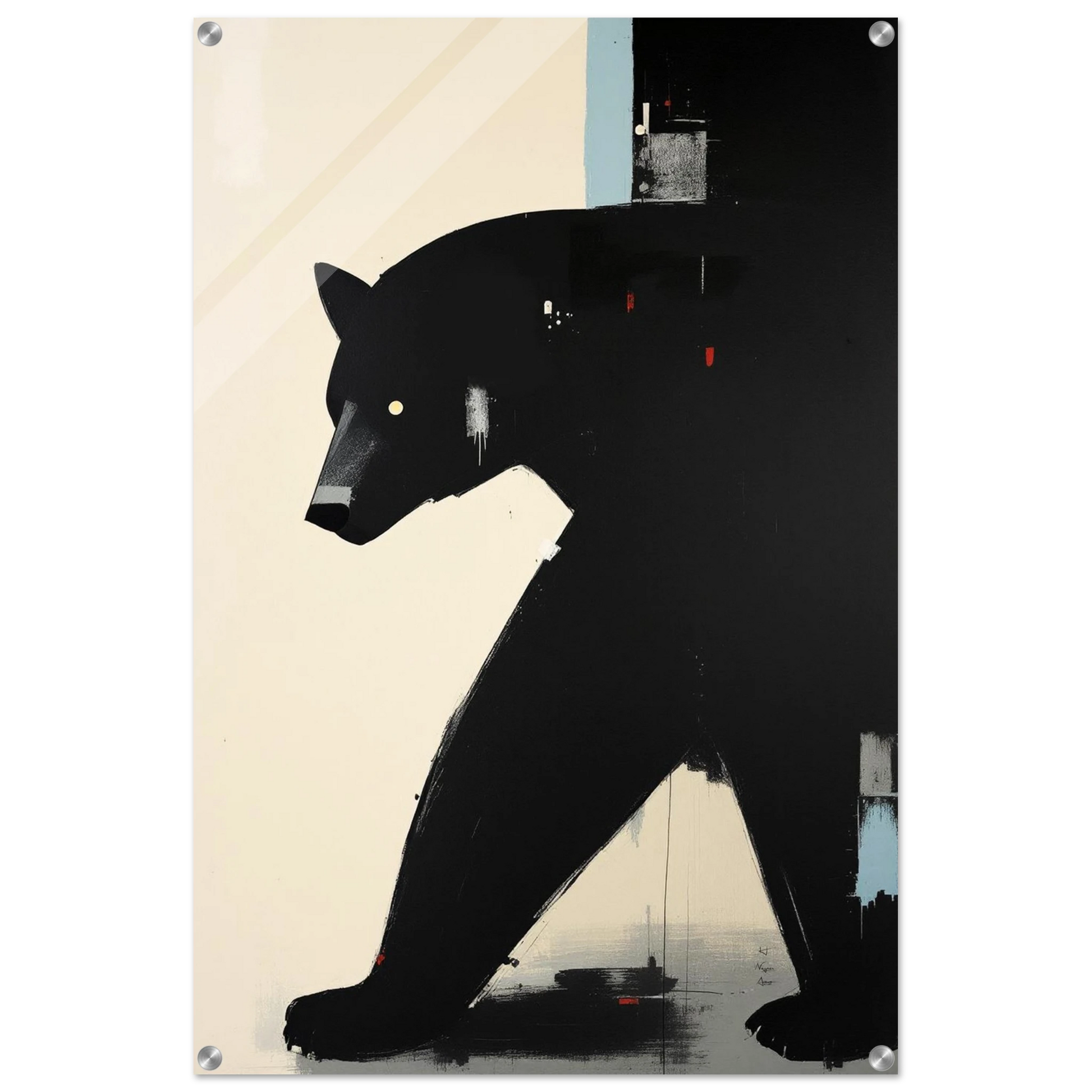 Minimalist Abstract Black Bear Art Poster Print No Frame 60x90 cm 24x36″ Sleek Acrylic Print