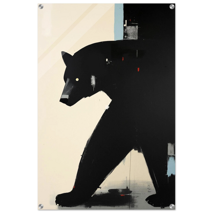 Minimalist Abstract Black Bear Art Poster Print No Frame 60x90 cm 24x36″ Sleek Acrylic Print