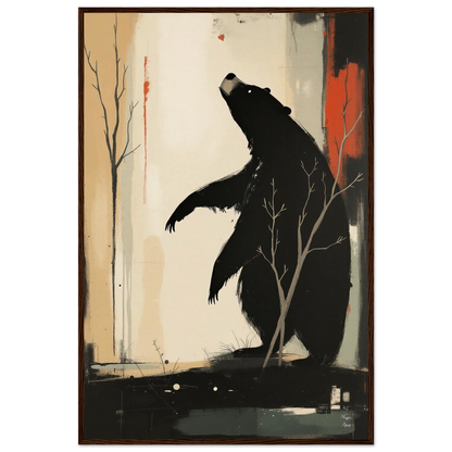 Abstract Bear Wildlife Art Print 60x90 cm 24x36″ Museum-Quality Matte Paper Wooden Framed Poster Dark Brown Wood Frame