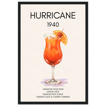 Hurricane Cocktail Bar Art Print Black Wood Frame 30x45 cm 12x18″ Premium Matte Paper Wooden Framed Poster