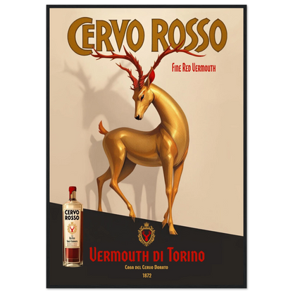 Art Deco Golden Deer Cocktail Bar Poster Print 70x100 cm 28x40″ Premium Matte Paper Wooden Framed Poster Black Wood Frame
