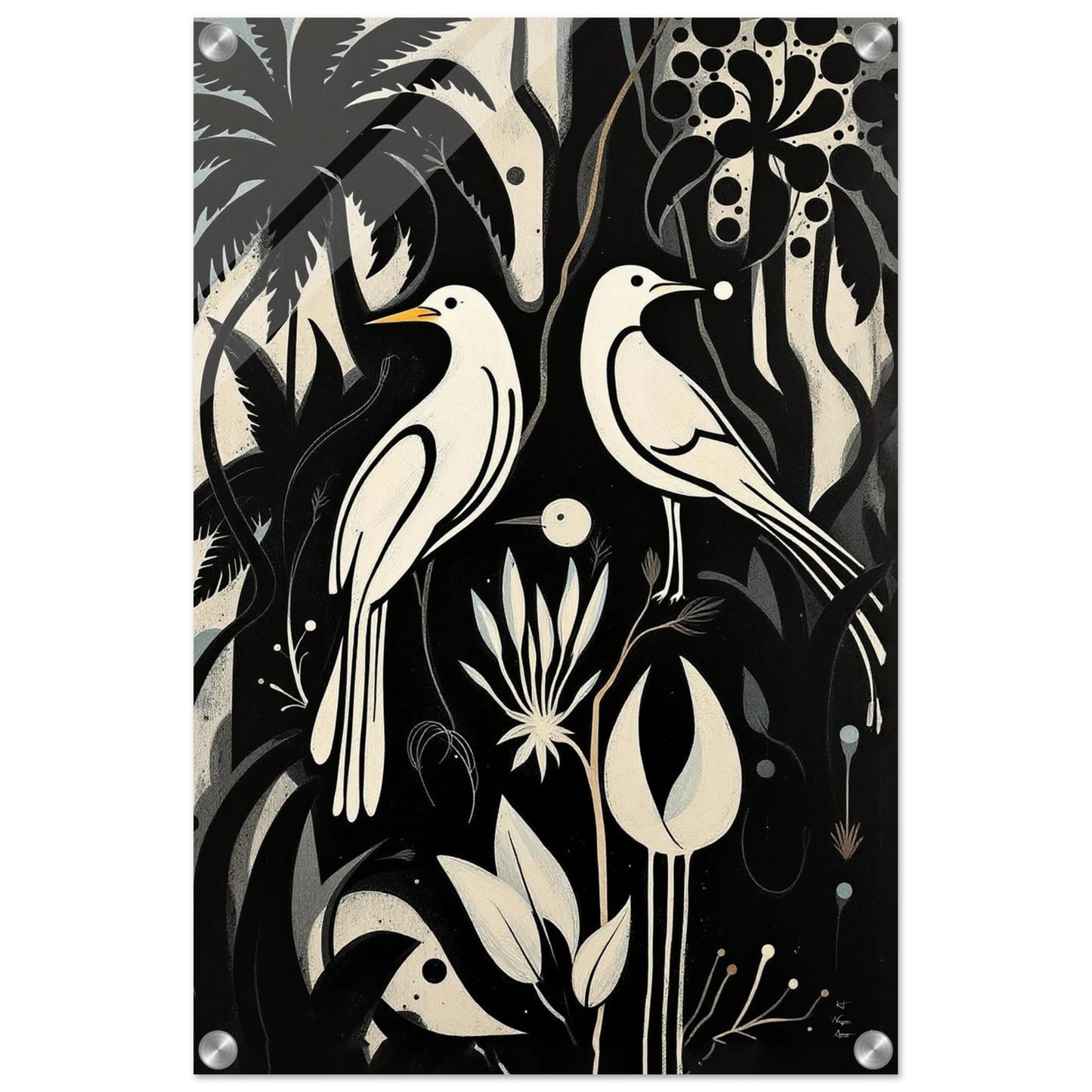 Black & White Minimalist Bird Art Print No Frame 40x60 cm 16x24″ Acrylic Print