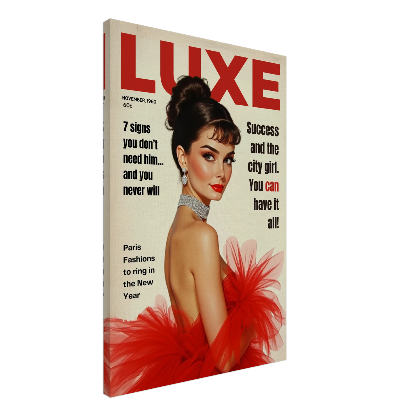 Audrey Hepburn Vintage Fashion Art Print No Frame 60x90 cm 24x36″ Gallery Wrapped Canvas