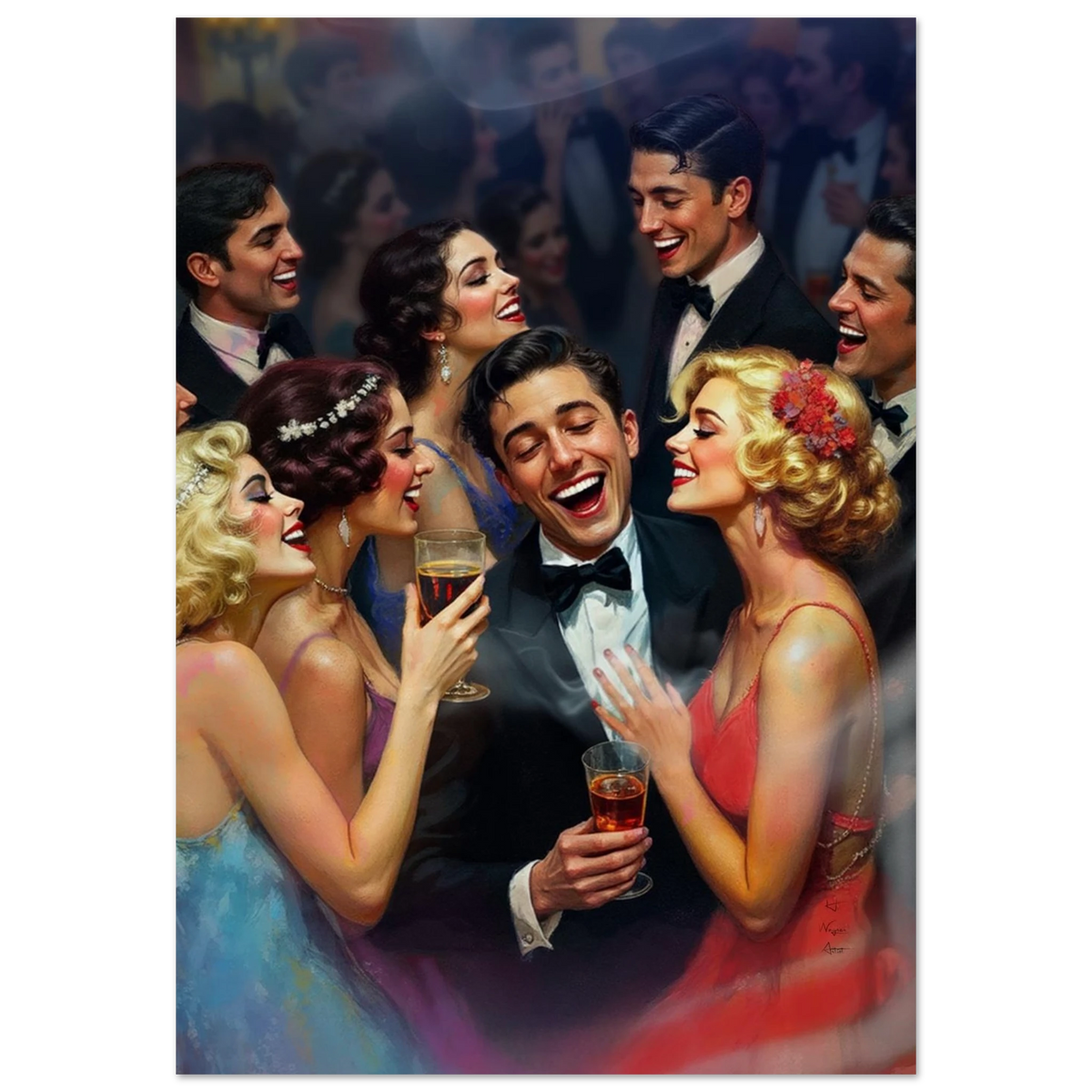1920s Great Gatsby Speakeasy Party Art Print No Frame 70x100 cm 28x40″ Museum-Quality Matte Paper Poster