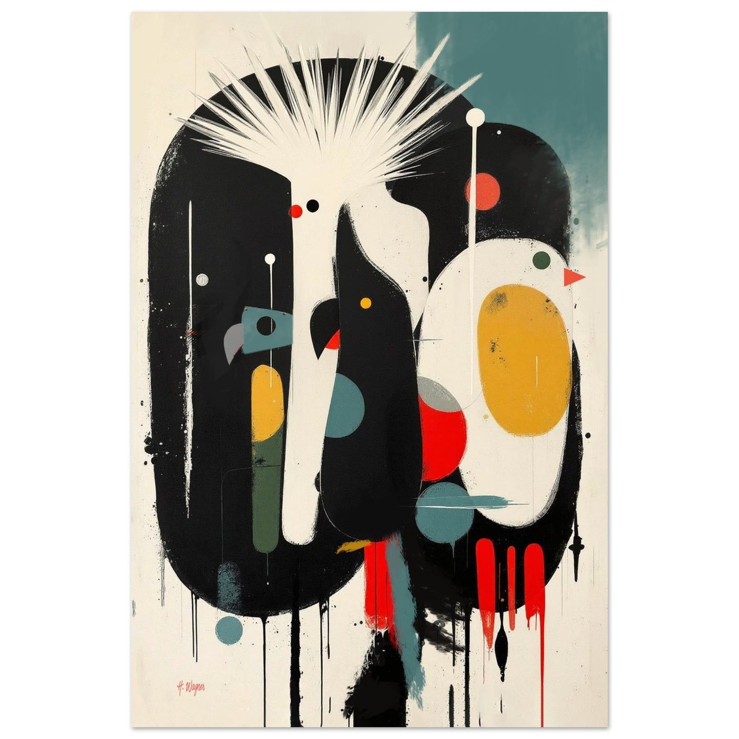 Modern Cockatoo Bird Art Poster Print - Framed Tropical Mid- Century Wall Decor No Frame 60x90 cm 24x36″ Classic Matte Paper Poster