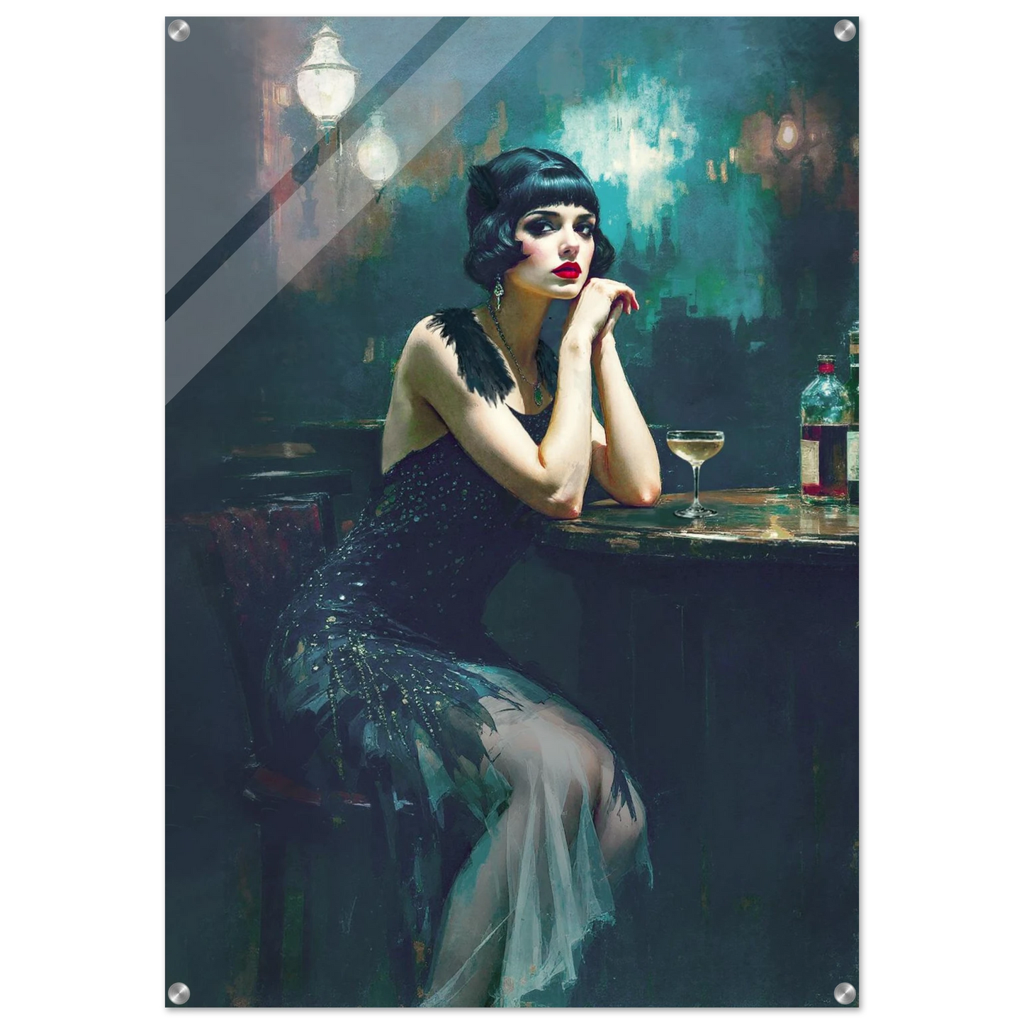 Jazz Age Speakeasy Flapper Art Print No Frame 70x100 cm 28x40″ Sleek Acrylic Print
