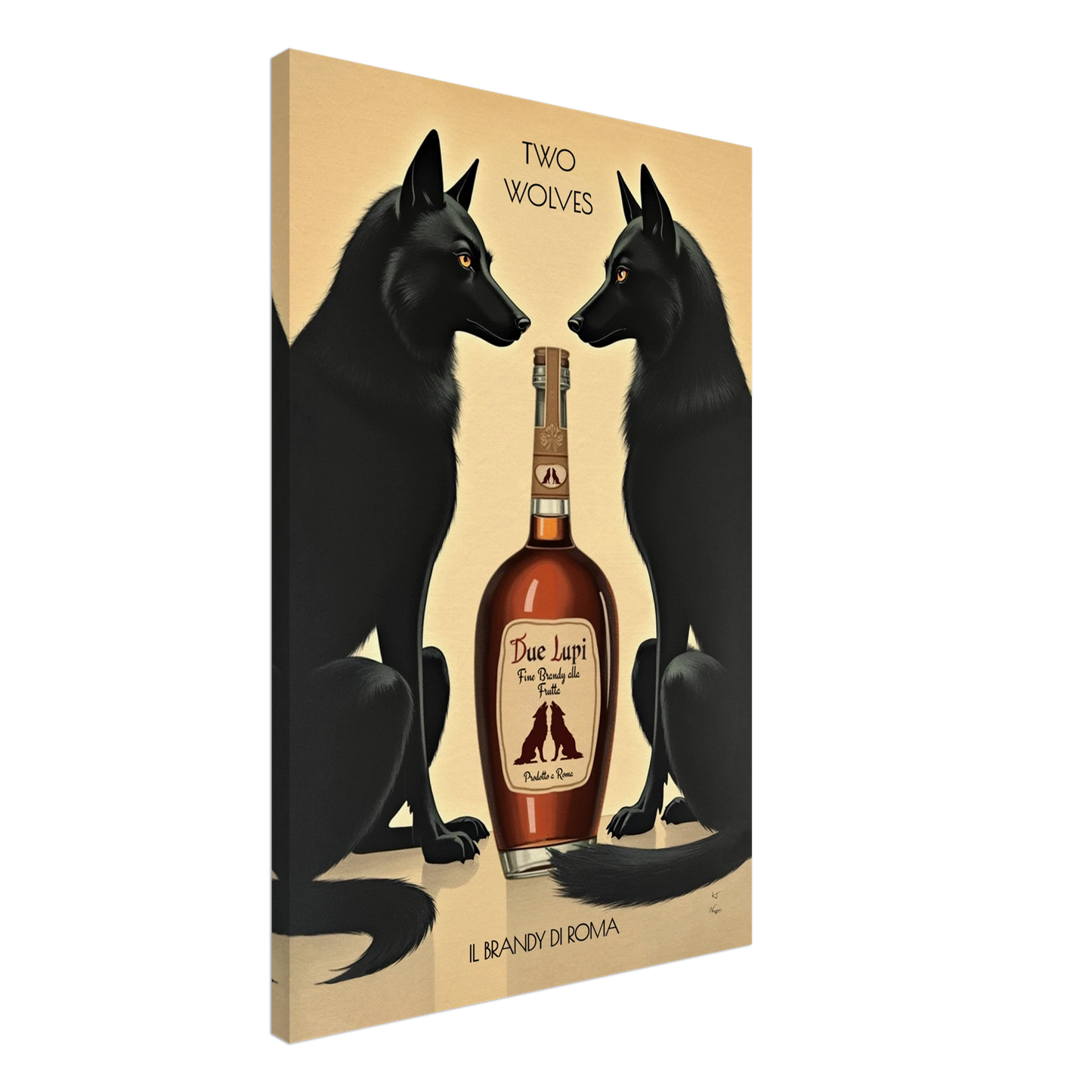 Two Wolves Italian Cocktail Bar Art Print 60x90 cm 24x36″ Gallery Wrapped Canvas No Frame