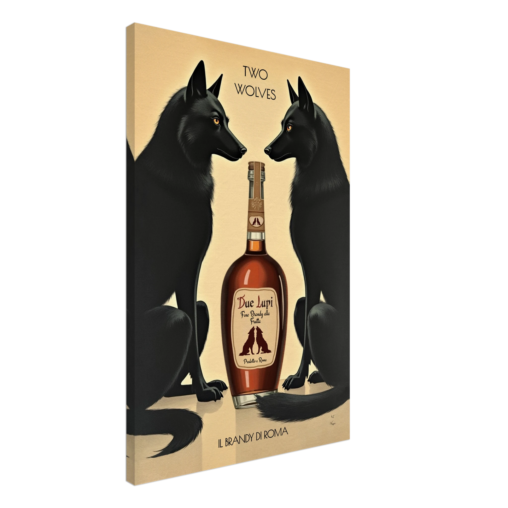 Two Wolves Italian Cocktail Bar Art Print 60x90 cm 24x36″ Gallery Wrapped Canvas No Frame