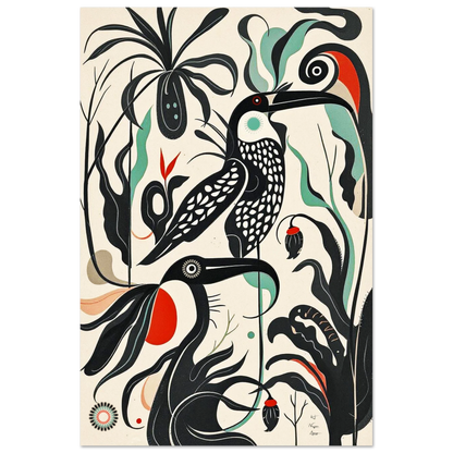 Mid-Century Modern Tropical Bird Art Print No Frame 40x60 cm 16x24″ Classic Matte Paper Poster