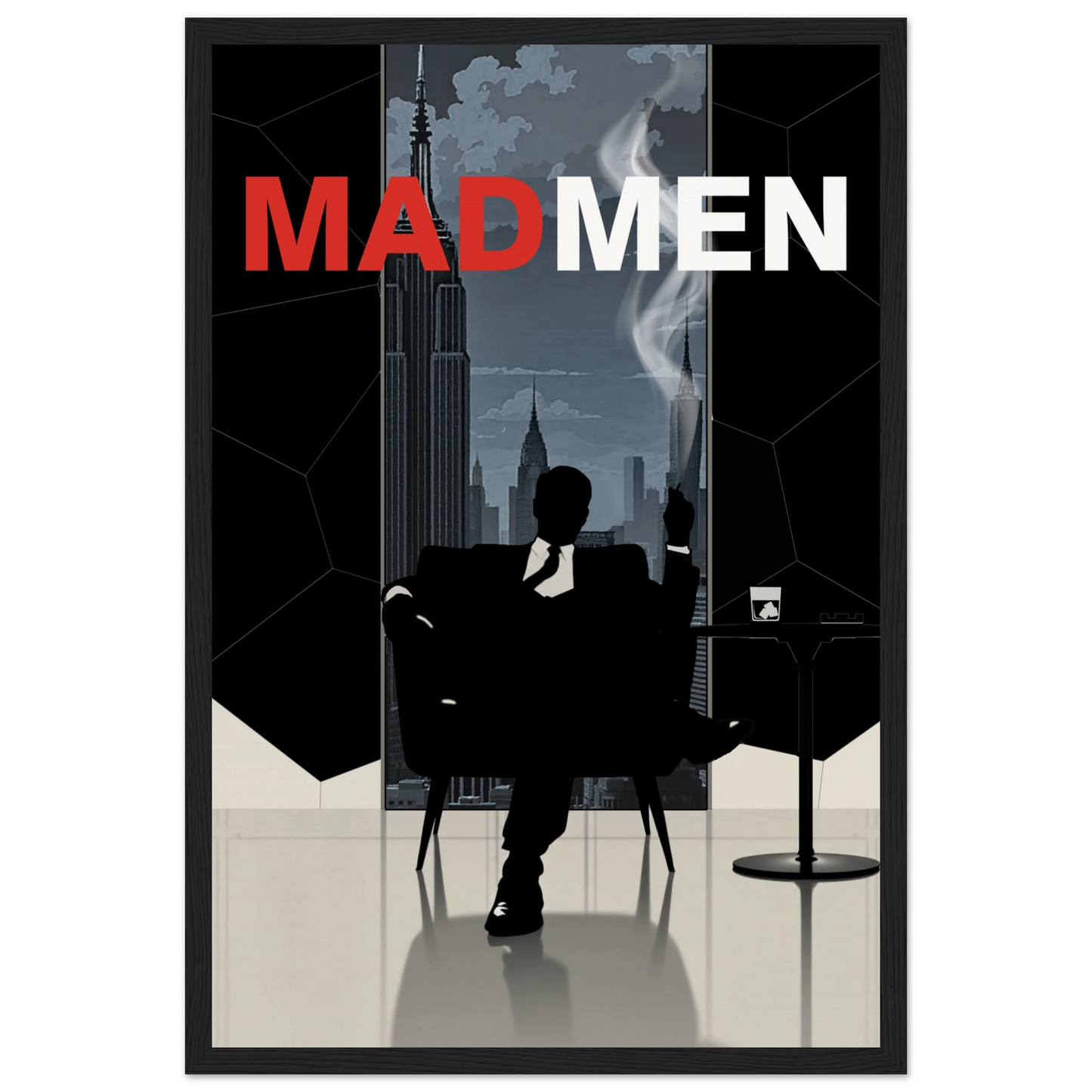 Mad Men Don Draper Retro Art Print Black Wood Frame 30x45 cm 12x18″ Museum-Quality Matte Framed Poster