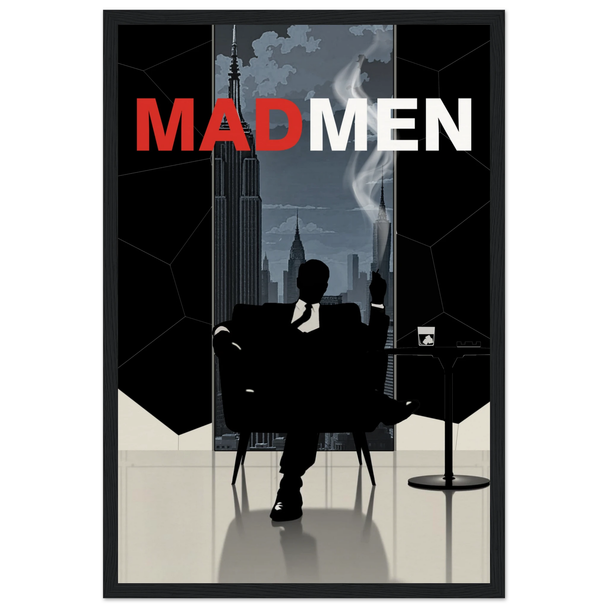 Mad Men Don Draper Retro Art Print Black Wood Frame 30x45 cm 12x18″ Museum-Quality Matte Framed Poster