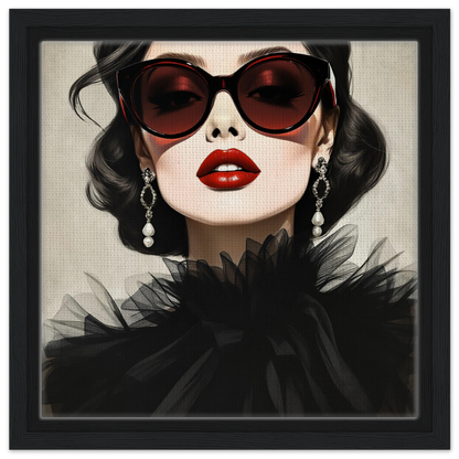 Paris Glam 80s Fashion Model Art Print 30x30 cm 12x12″ Framed Canvas