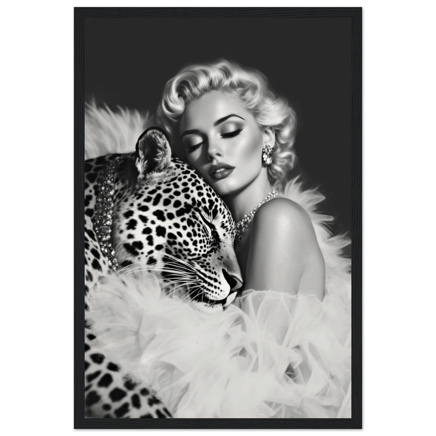 Marilyn Monroe Leopard Art Print Black Wood Frame 30x45 cm 12x18″ Museum-Quality Matte Paper Wooden Framed Poster