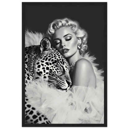 Marilyn Monroe Glam Leopard Art Print Black Wood Frame 30x45 cm 12x18″ Museum-Quality Matte Paper Wooden Framed Poster