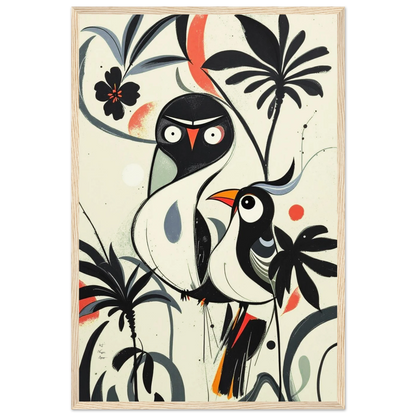 Abstract Bird Modern Tropical Art Print Light Wood Frame 40x60 cm 16x24″ Premium Matte Paper Wooden Framed Poster