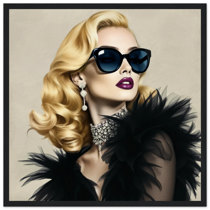Blonde Bombshell Fashion Model Art Print 40x40 cm 16x16″ Museum-Quality Matte Paper Wooden Framed Poster