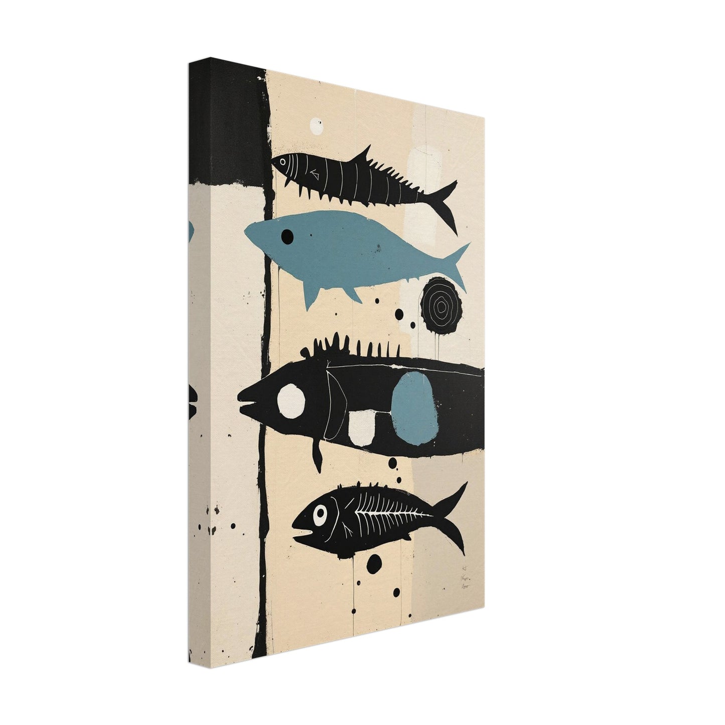 Mid-Century Modern Fish Art Poster Print – Framed Abstract Neutral Wall Decor No Frame 30x45 cm 12x18″ Gallery Wrapped Canvas