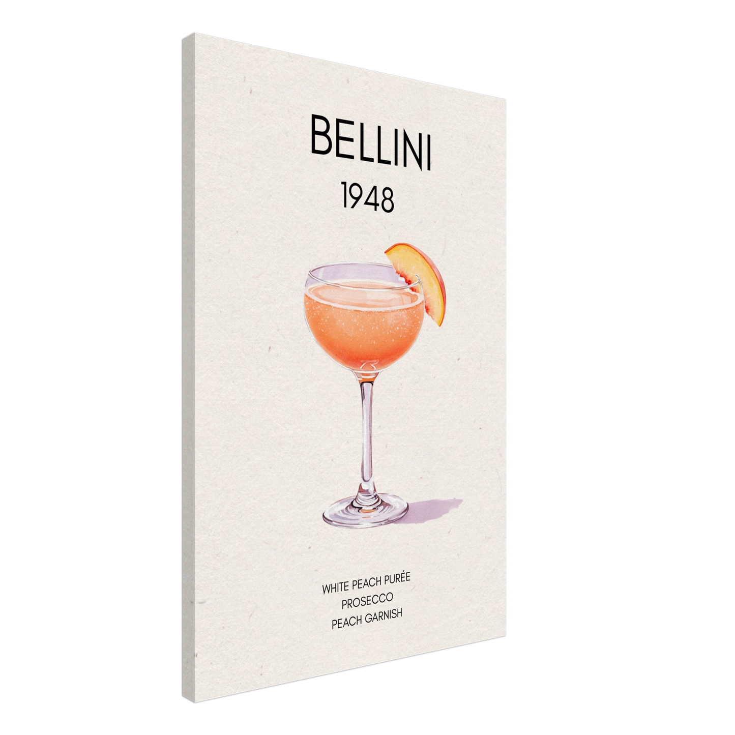 Italian Bellini Cocktail Bar Poster Print 60x90 cm 24x36″ Gallery Wrapped Canvas No Frame