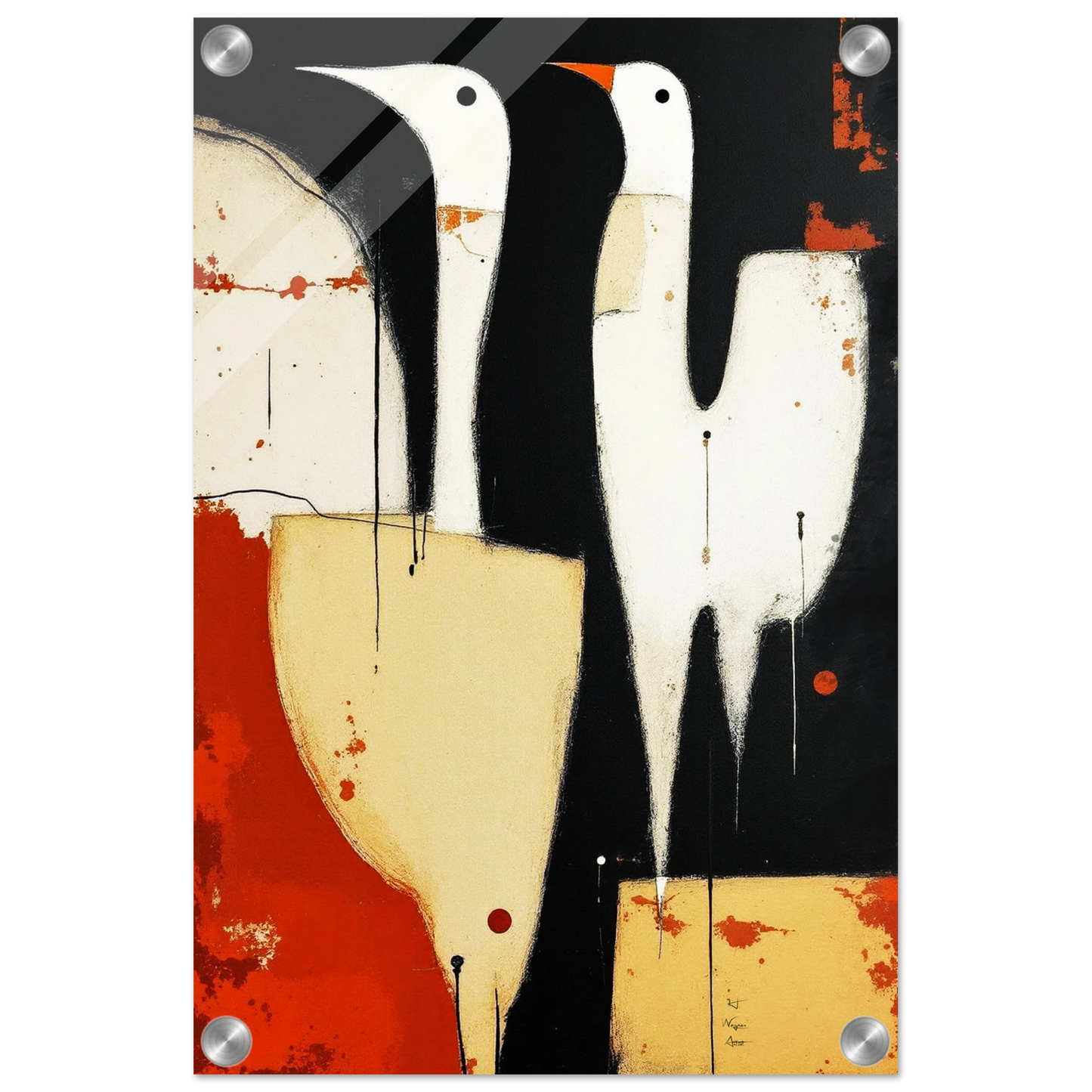 Abstract Neutral Goose Bird Art Print 30x45 cm 12x18″ Sleek Acrylic Print -