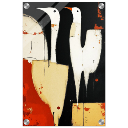 Abstract Neutral Goose Bird Art Print 30x45 cm 12x18″ Sleek Acrylic Print -
