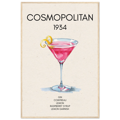 Cosmopolitan Cocktail Bar Art Print Light Wood Frame 60x90 cm 24x36″ Museum-Quality Matte Paper Wooden Framed Poster