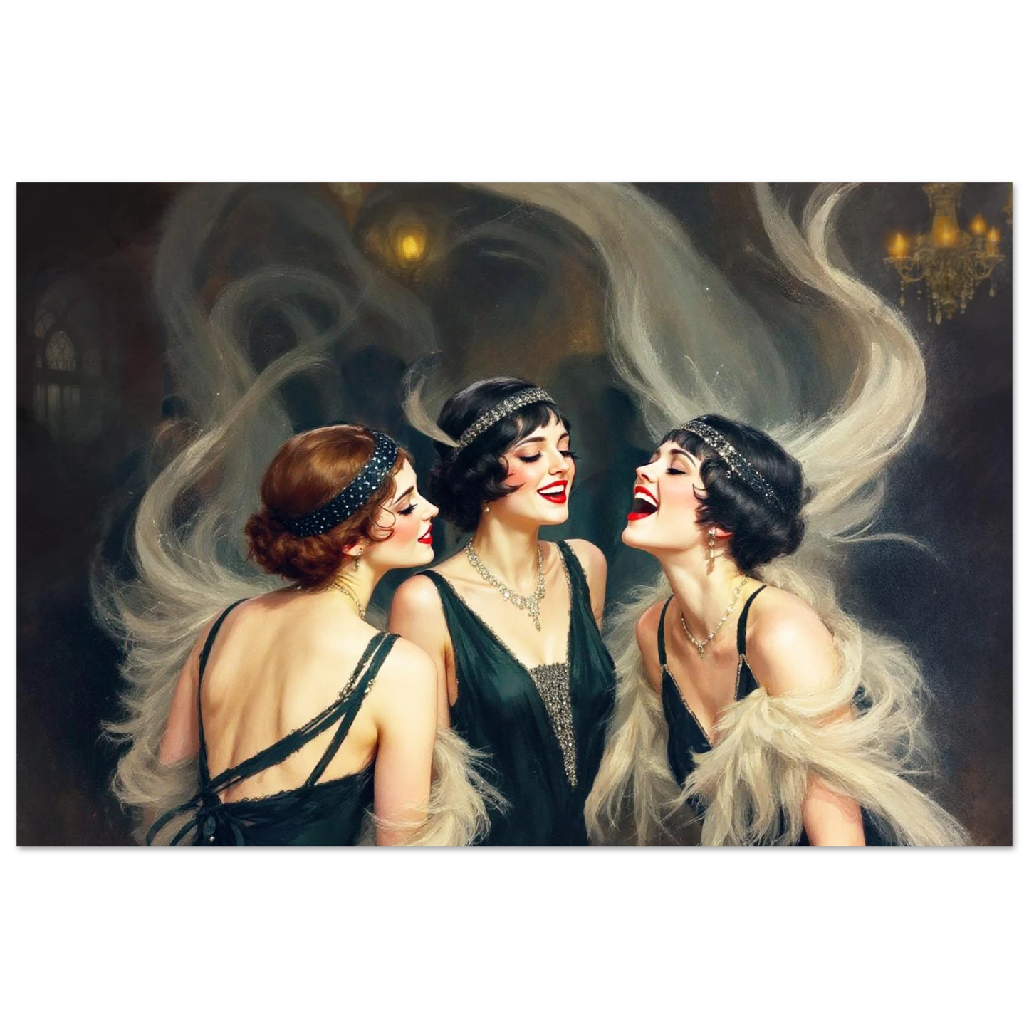 Flapper Girls Speakeasy Gatsby Art Print No Frame 60x90 cm 24x36″ Premium Matte Paper Poster