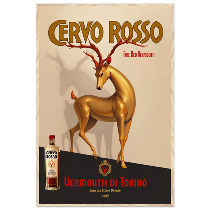 Art Deco Golden Deer Cocktail Bar Poster Print 60x90 cm 24x36″ Museum-Quality Matte Paper Wooden Framed Poster Light Wood Frame