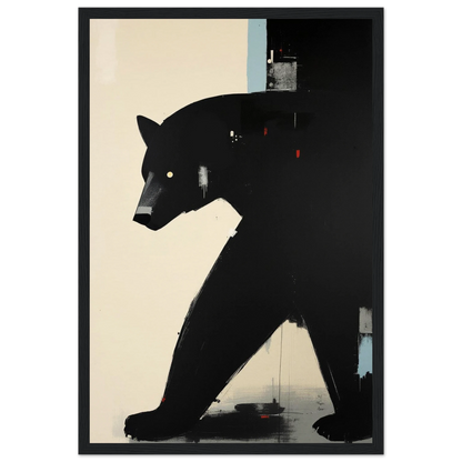 Minimalist Abstract Black Bear Art Poster Print Black Wood Frame 30x45 cm 12x18″ Museum-Quality Matte Wooden Framed Poster