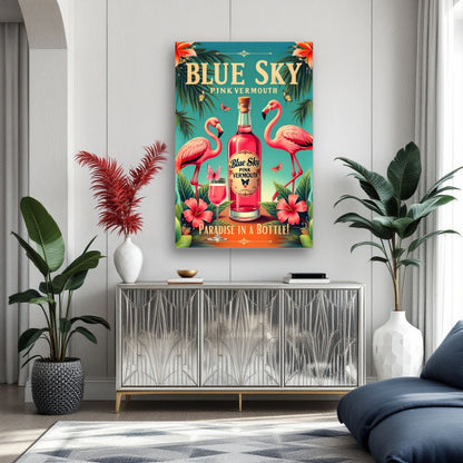 Vintage Pink Flamingo Tiki Bar Art Print