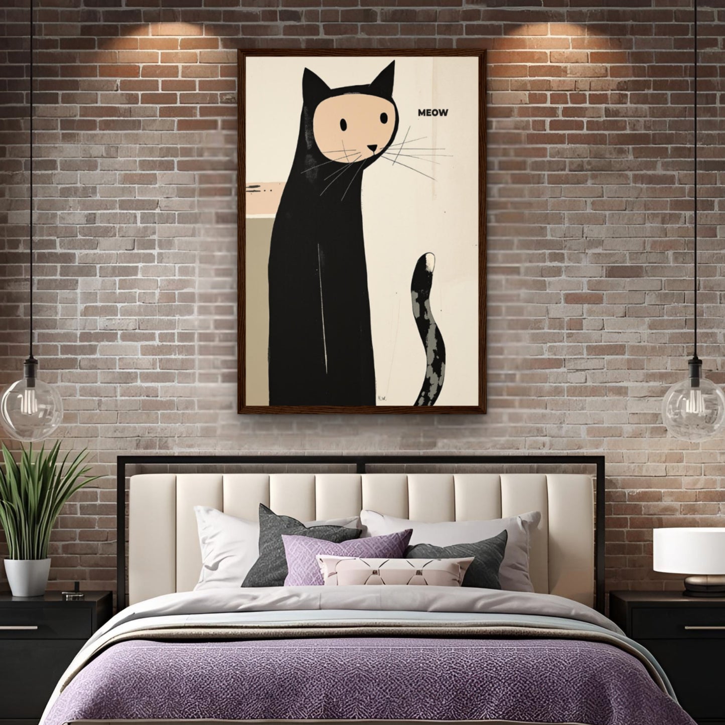 Quirky Modern Cat Art Poster Print