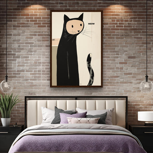 Quirky Modern Cat Art Poster Print