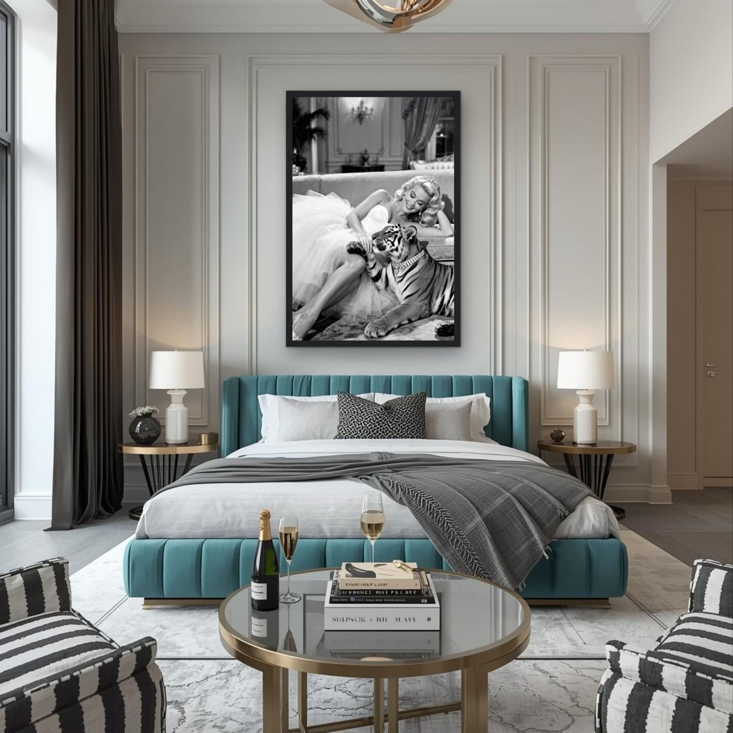 Vintage Hollywood Starlet Tiger Art Print