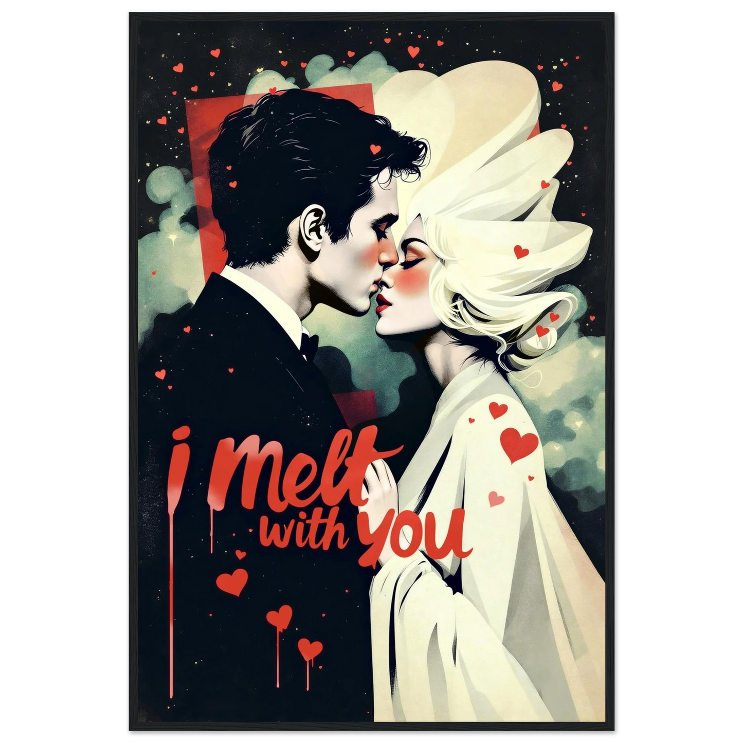 I Melt With You Avant-garde Retro Art Print 24x36″ Classic Matte Framed Poster - Black Wood