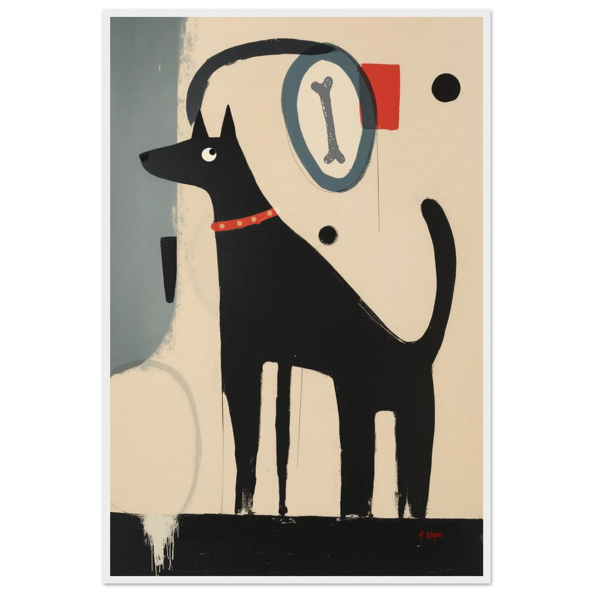 Funny Modern Dog Lover's Art Print 60x90 cm 24x36″ Museum-Quality Matte Paper Wooden Framed Poster White Wood Frame