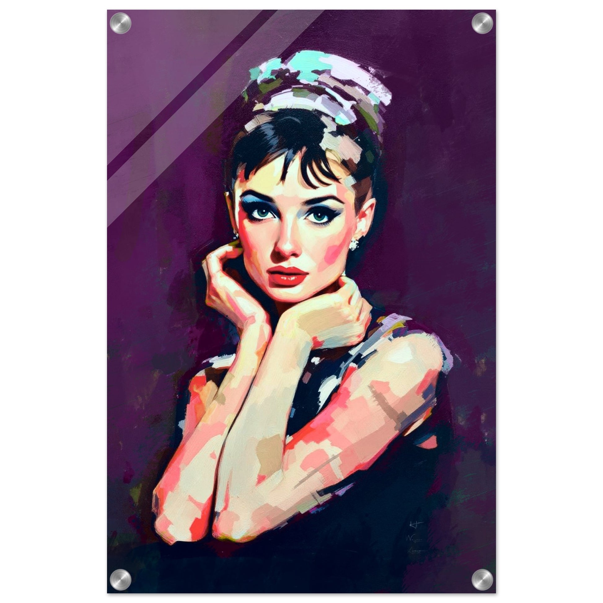 Audrey Hepburn Painting Art Print 60x90 cm 24x36″ Classic Matte Wooden Framed Poster Black Wood frame