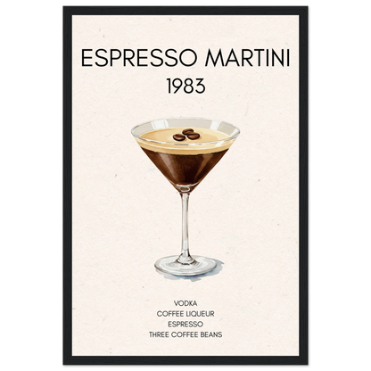 Espresso Martini Cocktail Bar Poster Print Black Wood Frame 30x45 cm 12x18″ Classic Matte Paper Wooden Framed Poster