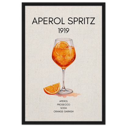 Aperol Spritz Cocktail Bar Poster Print Black Wood Frame 60x90 cm 24x36″ Framed Canvas