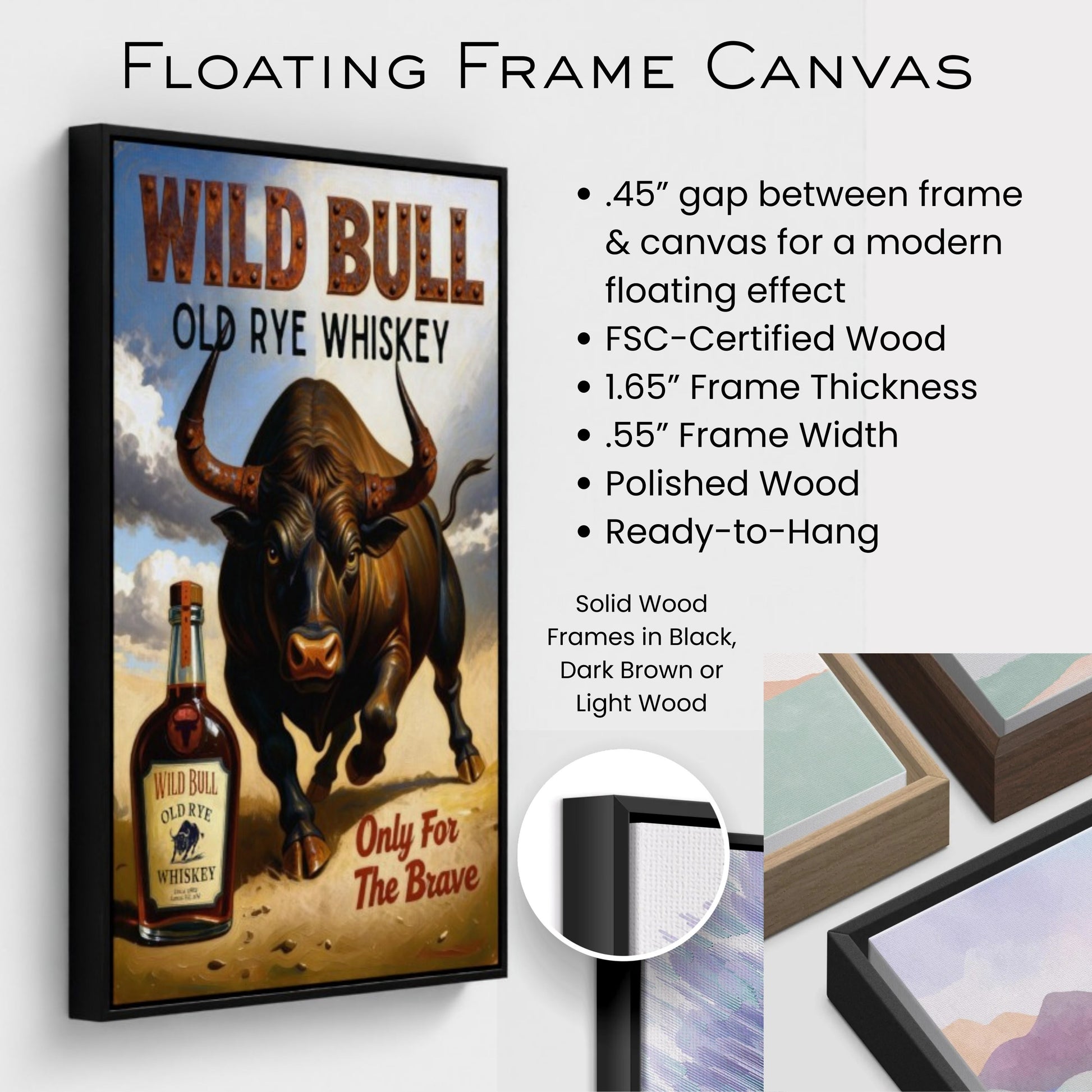 Wild Bull Old West Rye Whiskey Poster Print 60x90 cm 24x36″ Sleek Acrylic Print No Frame