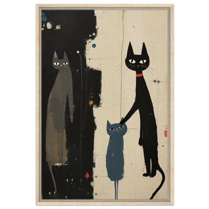 Abstract Cat Family Art Poster Print Light Wood Frame 60x90 cm 24x36″ Framed Canvas