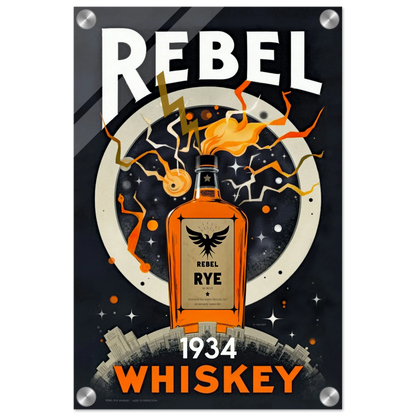 Rebel Whiskey Cocktail Bar Poster Print No Frame 30x45 cm 12x18″ Acrylic Print