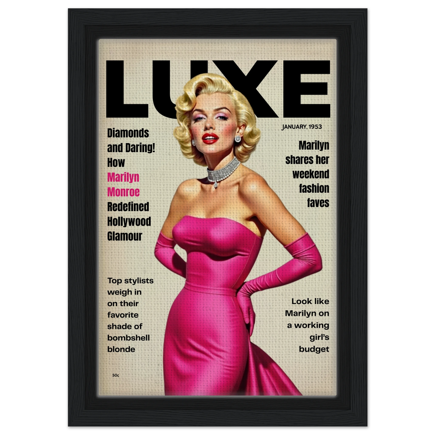 Marilyn Monroe Old Hollywood Art Print Black Wood Frame 20x30 cm 8x12″ Framed Canvas