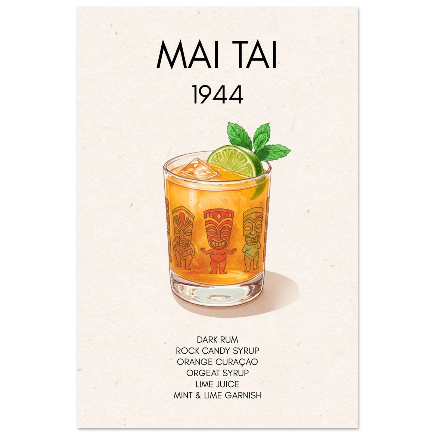 Mai Tai Tropical Cocktail Bar Poster Print No Frame 30x45 cm 12x18″ Classic Matte Paper Poster
