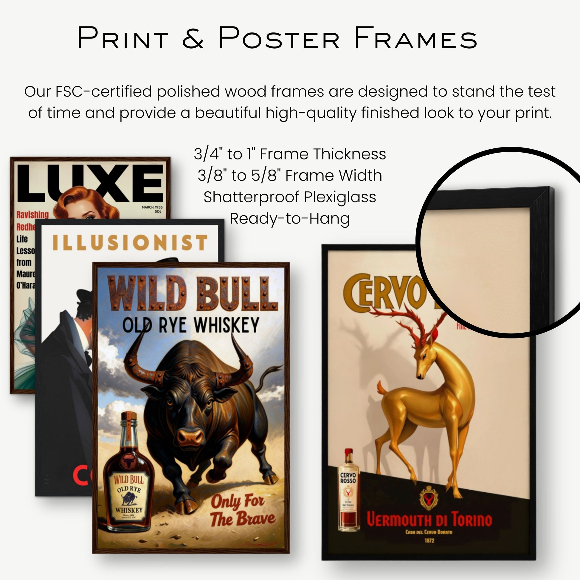 Wild Bull Old West Rye Whiskey Poster Print 60x90 cm 24x36″ Sleek Acrylic Print No Frame