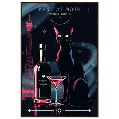 Art Deco Le Chat Noir French Black Cat Art Print 60x90 cm 24x36″ Museum-Quality Matte Paper Wooden Framed Poster Dark wood frame