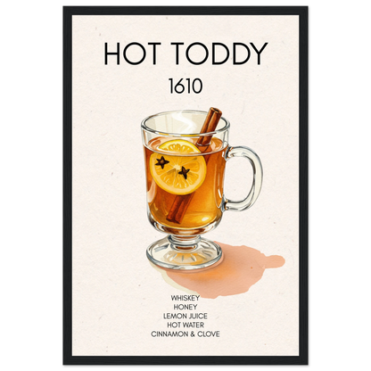 Hot Toddy Cocktail Bar Art Print Black Wood Frame 30x45 cm 12x18″ Classic Matte Paper Wooden Framed Poster