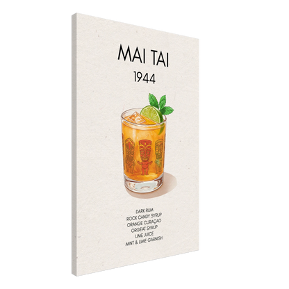Mai Tai Tropical Cocktail Bar Poster Print No Frame 60x90 cm 24x36″ Gallery Wrapped Canvas