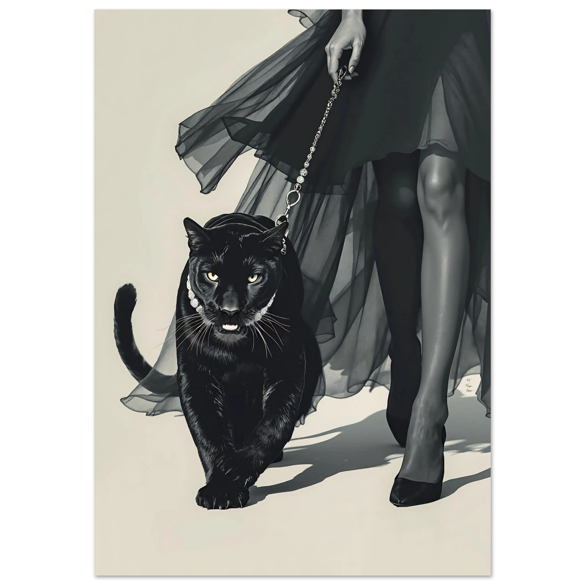 Retro Fashion Model Panther Art Print No Frame 70x100 cm 28x40″ Classic Matte Paper Poster